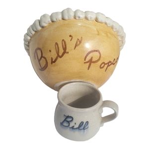 Bill's Popcorn Bowl and Bill Coffee Mug Ceramic